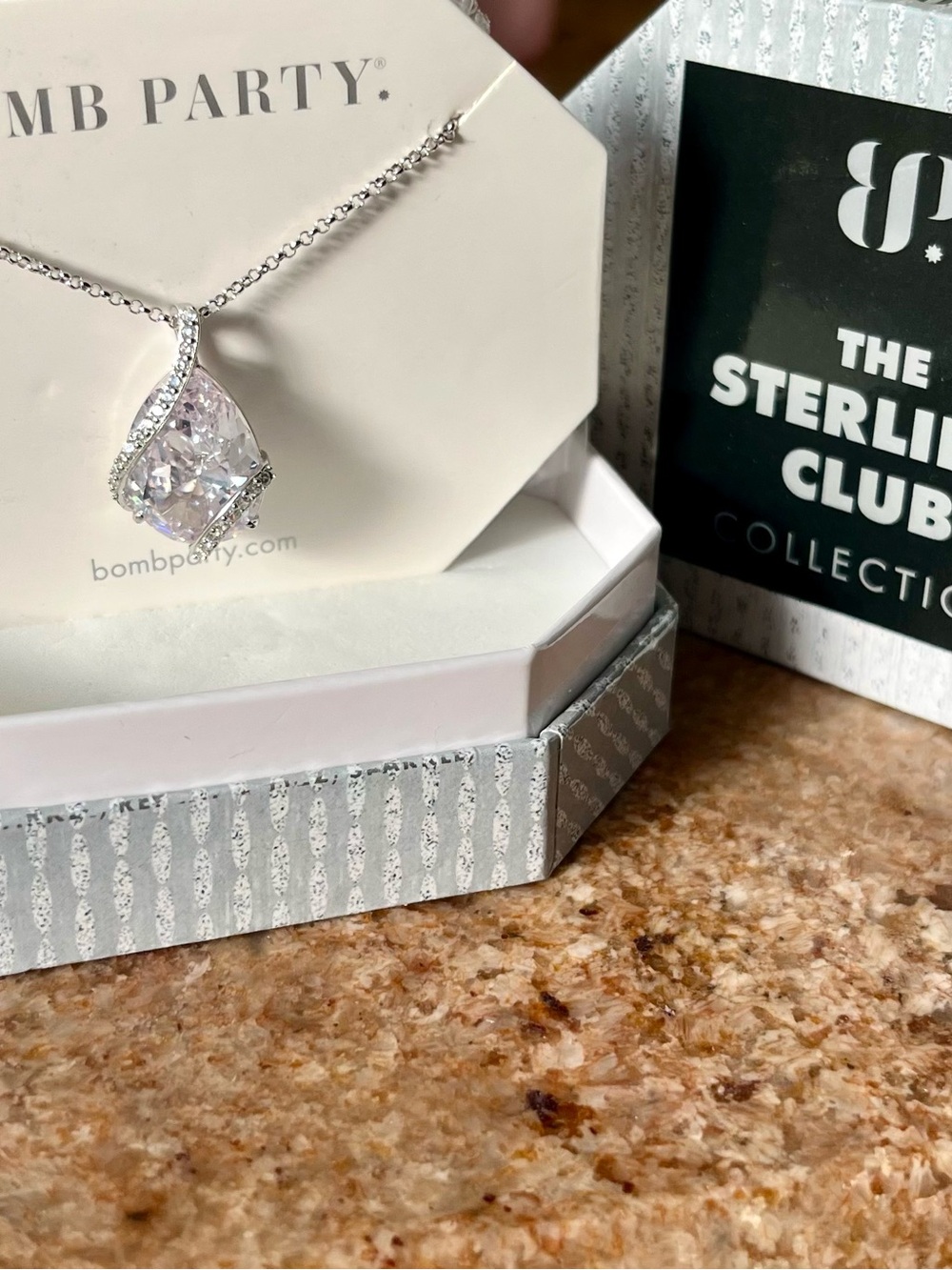 Bomb Party RETRO The Sterling Club RBP3168 Diamond CZ on .925 Sterling Necklace